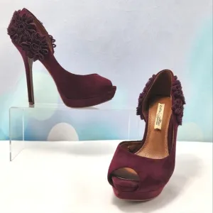 ZARA – Stiletto heels approx. 4.75”, peep-toe, burgundy wine, size 37/6.5