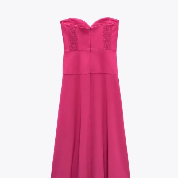 Zara Strapless Fuchsia Dress - Size Medium NEW WITH TAG!