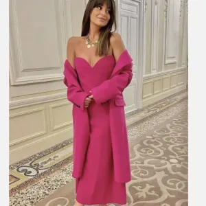 Zara Strapless Fuchsia Dress - Size Medium NEW WITH TAG!