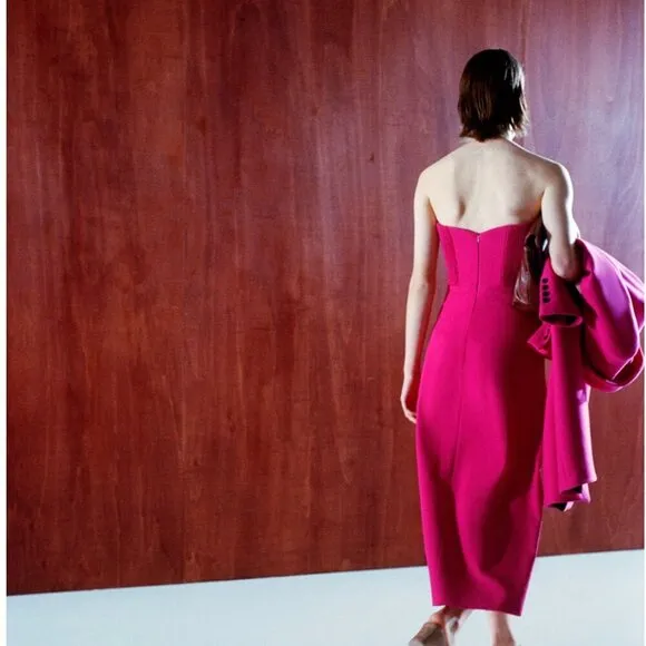 Zara Strapless Fuchsia Dress - Size Medium NEW WITH TAG!