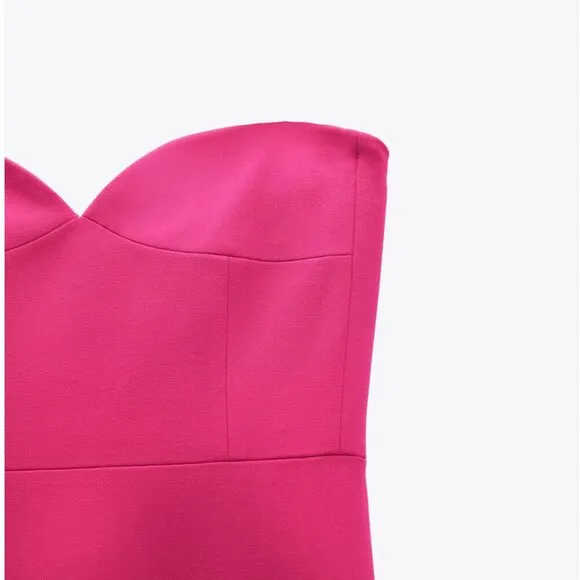 Zara Strapless Fuchsia Dress - Size Medium NEW WITH TAG!
