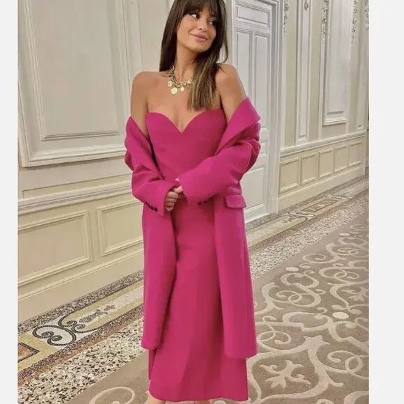 Zara Strapless Fuchsia Dress - Size Medium NEW WITH TAG!