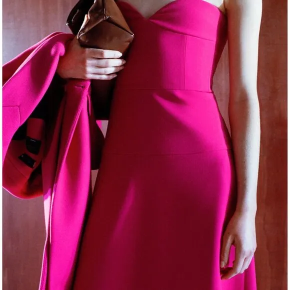Zara Strapless Fuchsia Dress - Size Medium NEW WITH TAG!